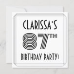 [ Thumbnail: Art Deco Inspired 87th Birthday Party, Custom Name Invitation ]