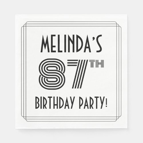 Art Deco Inspired 87th Birthday Party Custom Name Napkins