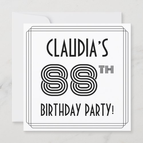 Art Deco Inspired 88th Birthday Party Custom Name Invitation