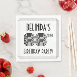 [ Thumbnail: Art Deco Inspired 88th Birthday Party, Custom Name Napkins ]
