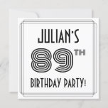 [ Thumbnail: Art Deco Inspired 89th Birthday Party, Custom Name Invitation ]