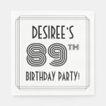 [ Thumbnail: Art Deco Inspired 89th Birthday Party, Custom Name Napkins ]