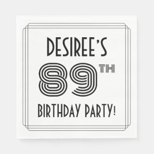 Art Deco Inspired 89th Birthday Party, Custom Name Napkins