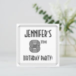 [ Thumbnail: Art Deco Inspired 8th Birthday Party, Custom Name Invitation ]