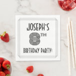 [ Thumbnail: Art Deco Inspired 8th Birthday Party, Custom Name Napkins ]