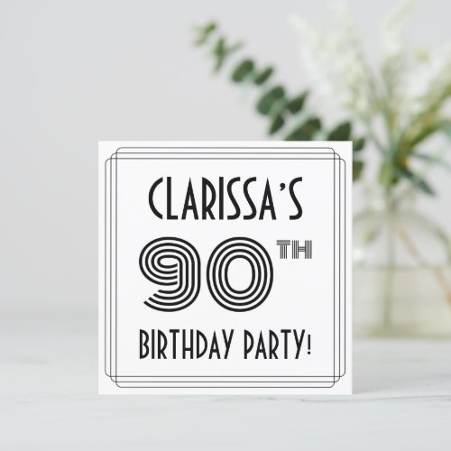 Art Deco Inspired 90th Birthday Party Custom Name Invitation