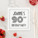 [ Thumbnail: Art Deco Inspired 90th Birthday Party, Custom Name Napkins ]