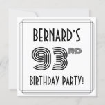 [ Thumbnail: Art Deco Inspired 93rd Birthday Party, Custom Name Invitation ]