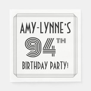 Art Deco Inspired 94th Birthday Party, Custom Name Napkins
