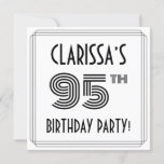 [ Thumbnail: Art Deco Inspired 95th Birthday Party, Custom Name Invitation ]
