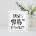 [ Thumbnail: Art Deco Inspired 96th Birthday Party, Custom Name Invitation ]