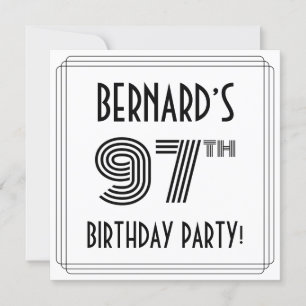 Art Deco Inspired 97th Birthday Party, Custom Name Invitation