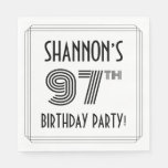 [ Thumbnail: Art Deco Inspired 97th Birthday Party, Custom Name Napkins ]