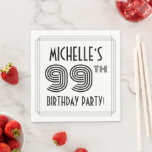 [ Thumbnail: Art Deco Inspired 99th Birthday Party, Custom Name Napkins ]