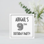 [ Thumbnail: Art Deco Inspired 9th Birthday Party, Custom Name Invitation ]