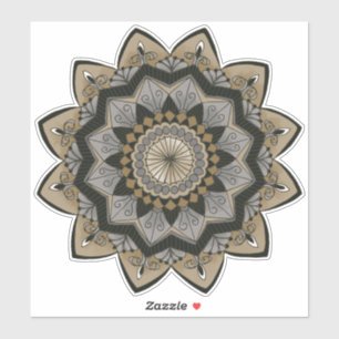 Art Deco Inspired Black, Silver and Gold Mandala Sticker