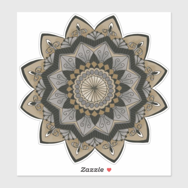 Art Deco Inspired Black, Silver and Gold Mandala Sticker (Sheet)