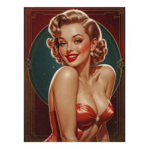 Art Deco-inspired Blonde Pin-up Poster