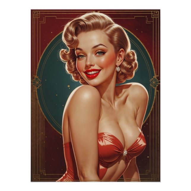 Art Deco-inspired Blonde Pin-up Poster (Front)
