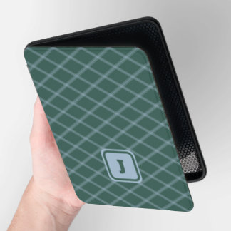 Art Deco-Inspired Blue and Green Monogram Kindle Cover