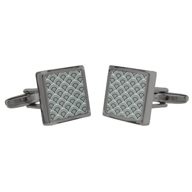 Art Deco Inspired Concentric Circles Cufflinks (Angled)