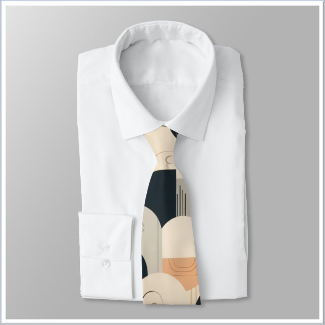 Art Deco Inspired Design in Peach & Black Neck Tie (Creator Uploaded)