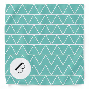 Art Deco inspired, light blue monogrammed Bandana