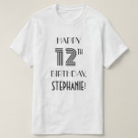 [ Thumbnail: Art Deco Inspired Look 12th Birthday Party Shirt ]