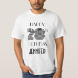 [ Thumbnail: Art Deco Inspired Look 28th Birthday Party Shirt ]