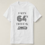 [ Thumbnail: Art Deco Inspired Look 64th Birthday Party Shirt ]