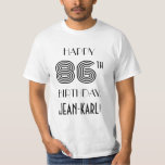 [ Thumbnail: Art Deco Inspired Look 86th Birthday Party Shirt ]