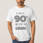 [ Thumbnail: Art Deco Inspired Look 90th Birthday Party Shirt ]