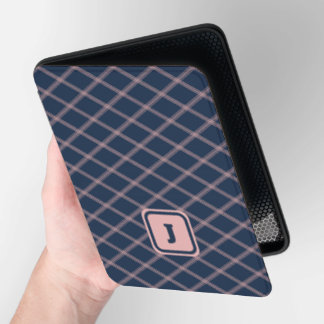 Art Deco-Inspired Navy and Pink Monogram Kindle Cover