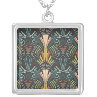 Art Deco-inspired necklace, Art Deco print design Silver Plated Necklace
