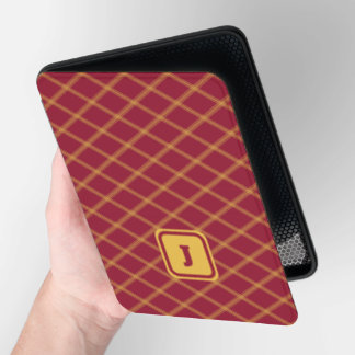 Art Deco-Inspired Red and Yellow Monogram Kindle Cover