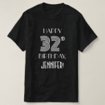 [ Thumbnail: Art Deco Inspired Style 32nd Birthday Party Shirt ]