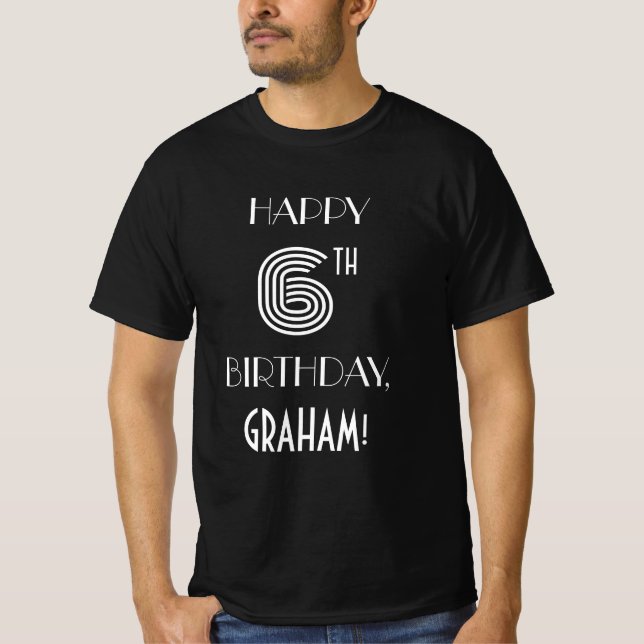 Art Deco Inspired Style 6th Birthday Party Shirt (Front)