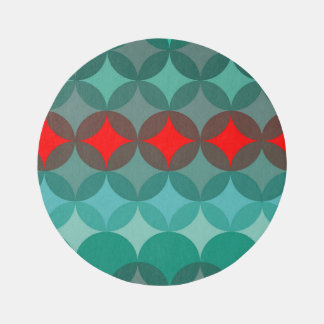 art deco inspired teal & red abstract rug