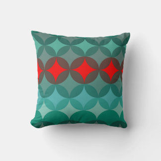 art deco inspired teal & red abstract throw pillow