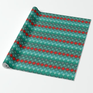 art deco inspired teal & red abstract wrapping paper