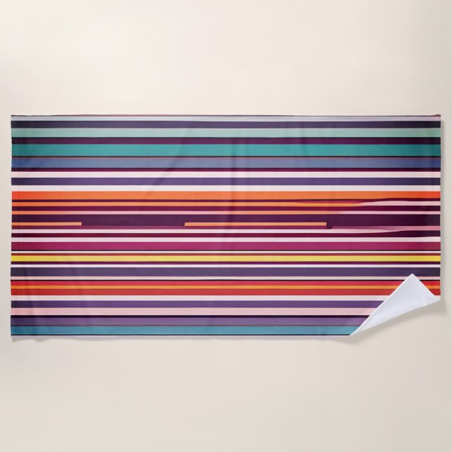 Art Deco Inspired Vertical Stripe Pattern Beach Towel (Front)