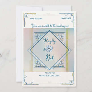 Art deco inspired wedding invitation