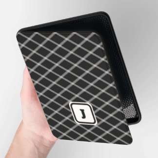 Art Deco-Inspired White and Black Monogram Kindle Cover