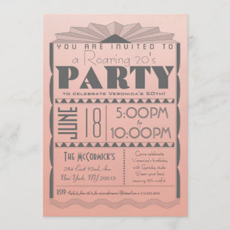 Art Deco Invitation - Gatsby Style- Custom Text