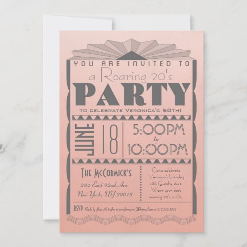 Art Deco Invitation - Gatsby Style- Custom Text