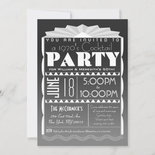 Art Deco Invitation - Gatsby Style- Custom Text