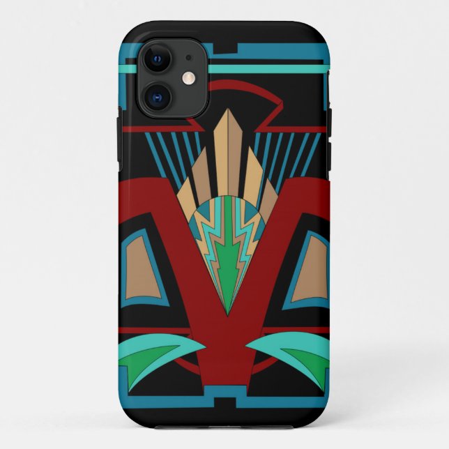 Art Deco iPhone 11 and up Case (Black) (Back)