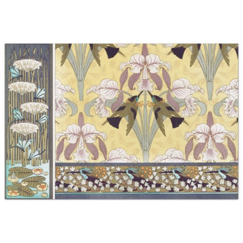 Art Deco Irises Floral Decoupage Paper