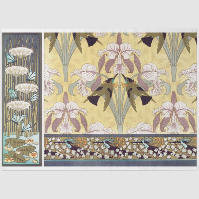 Art Deco Irises Floral Decoupage Paper (Front)