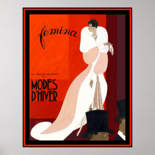 Art deco Italian fashion magazine Femina illustrat Poster